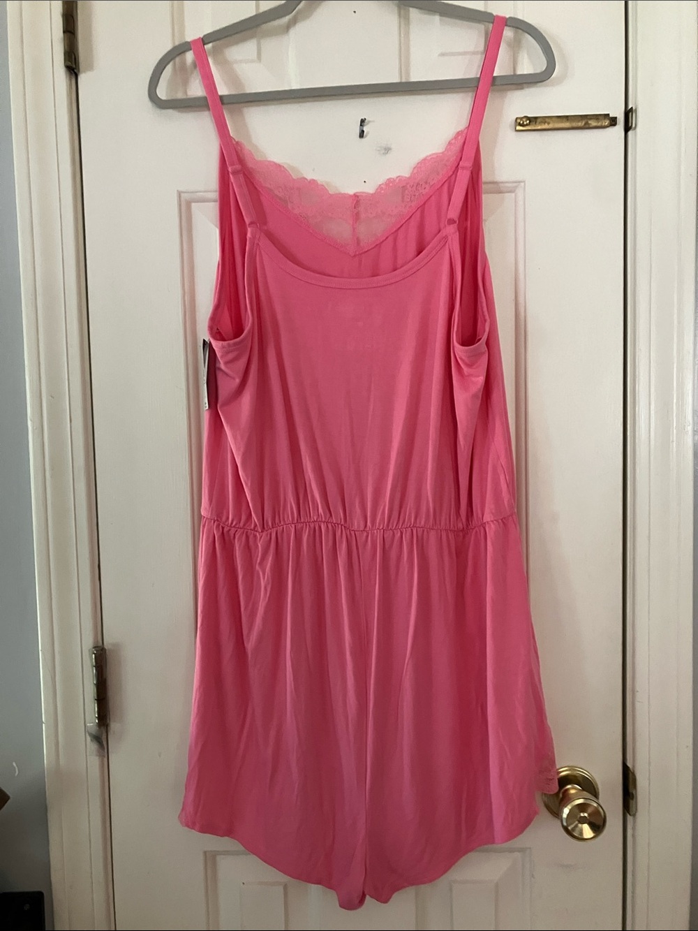 Super Soft by Torrid Sleep Size 1 (14-16) Pink Racerback Lace-Trim Romper - Picture 6 of 7
